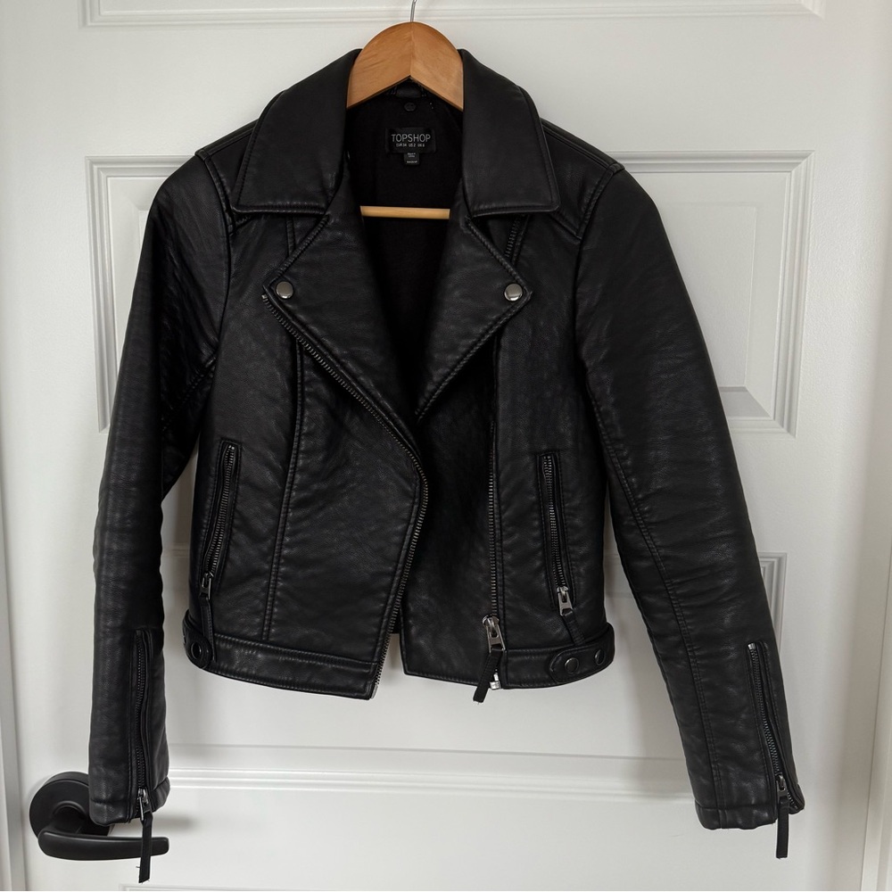 Topshop black vegan leather jacket